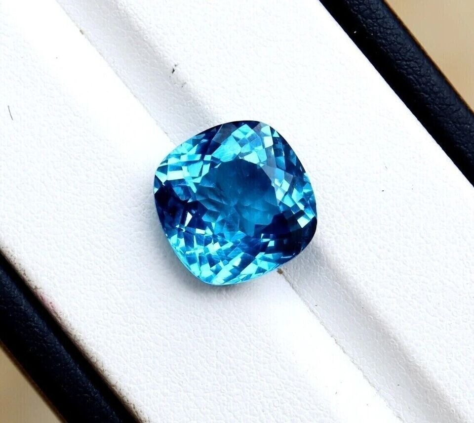 Superb Natural Santa Maria Blue Aquamarine Cushion Cut 12+ Ct Loose Gemstone
