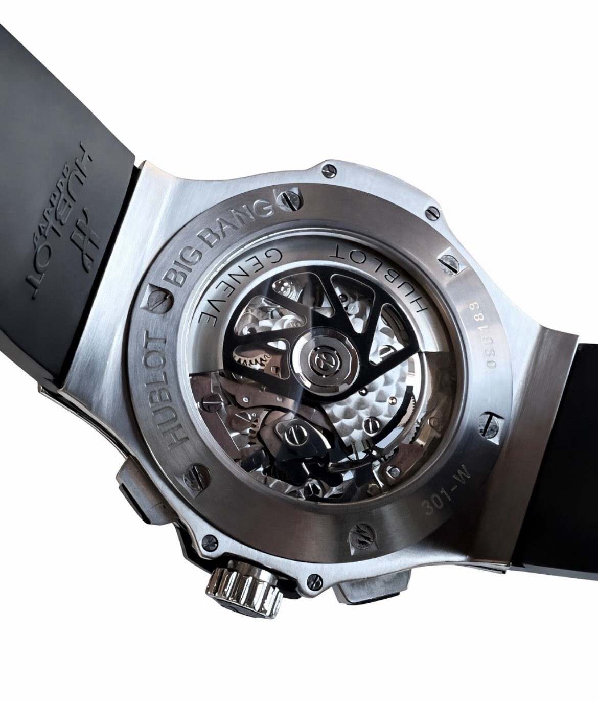 HUBLOT BIG BANG 44MM CARBON FIBER DIAL CERAMIC BEZEL 301.SB.131.RX RUBBER STRAP