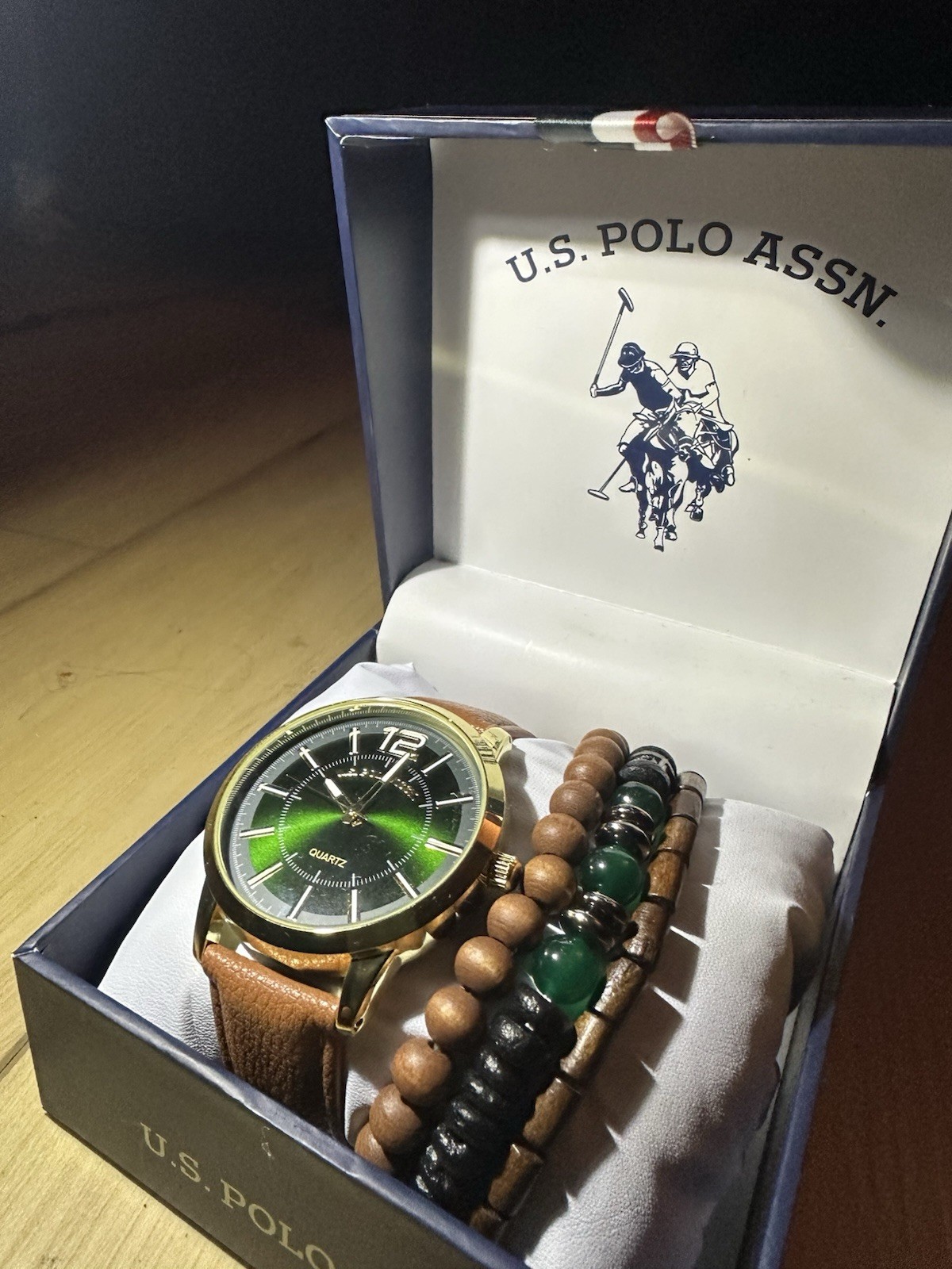 U.S. Polo Assn. Men’s Gold And Black With Leather Straps And Separate Bracelet