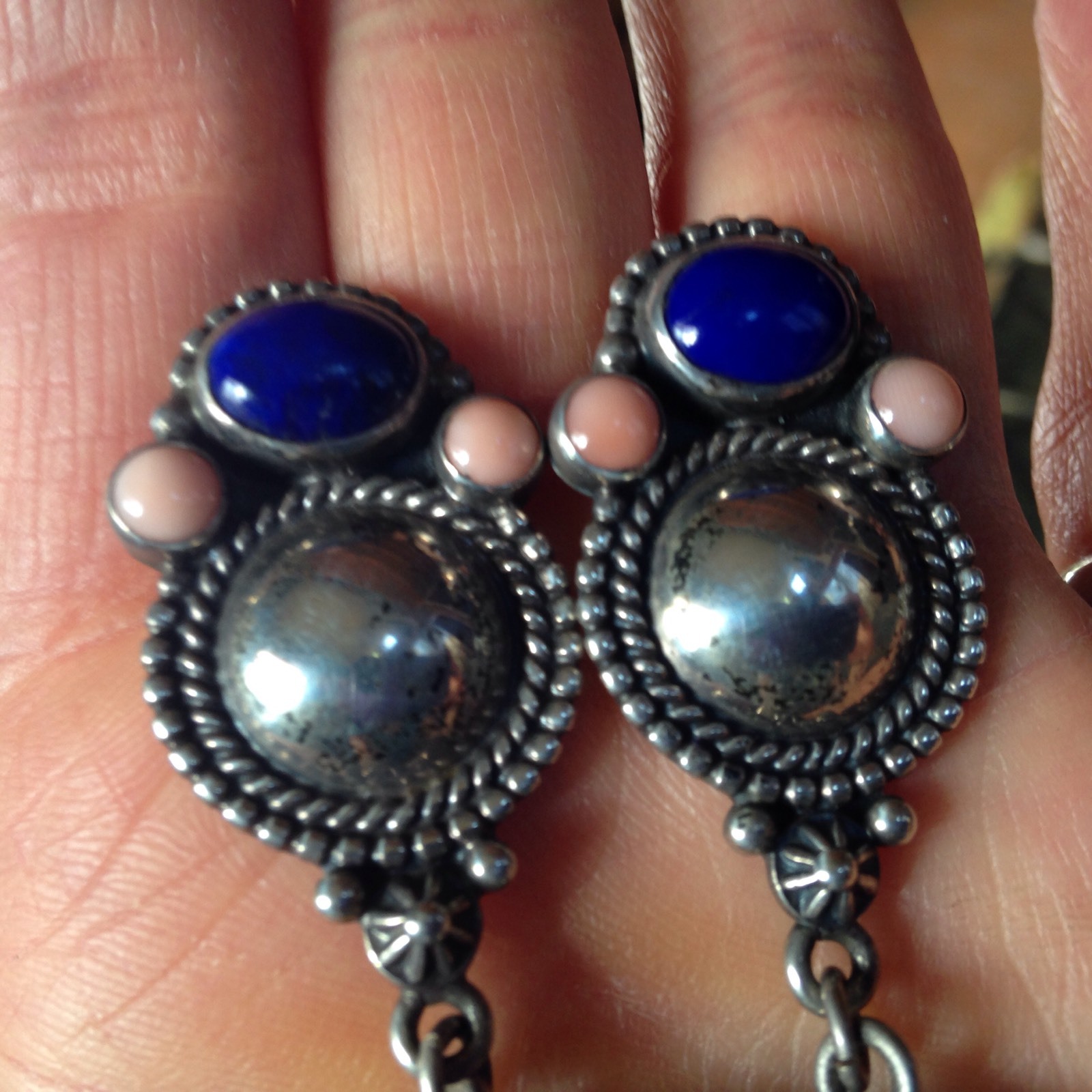 Sterling Silver Lapis Lazuli Angel Skin Coral Rêve Earrings