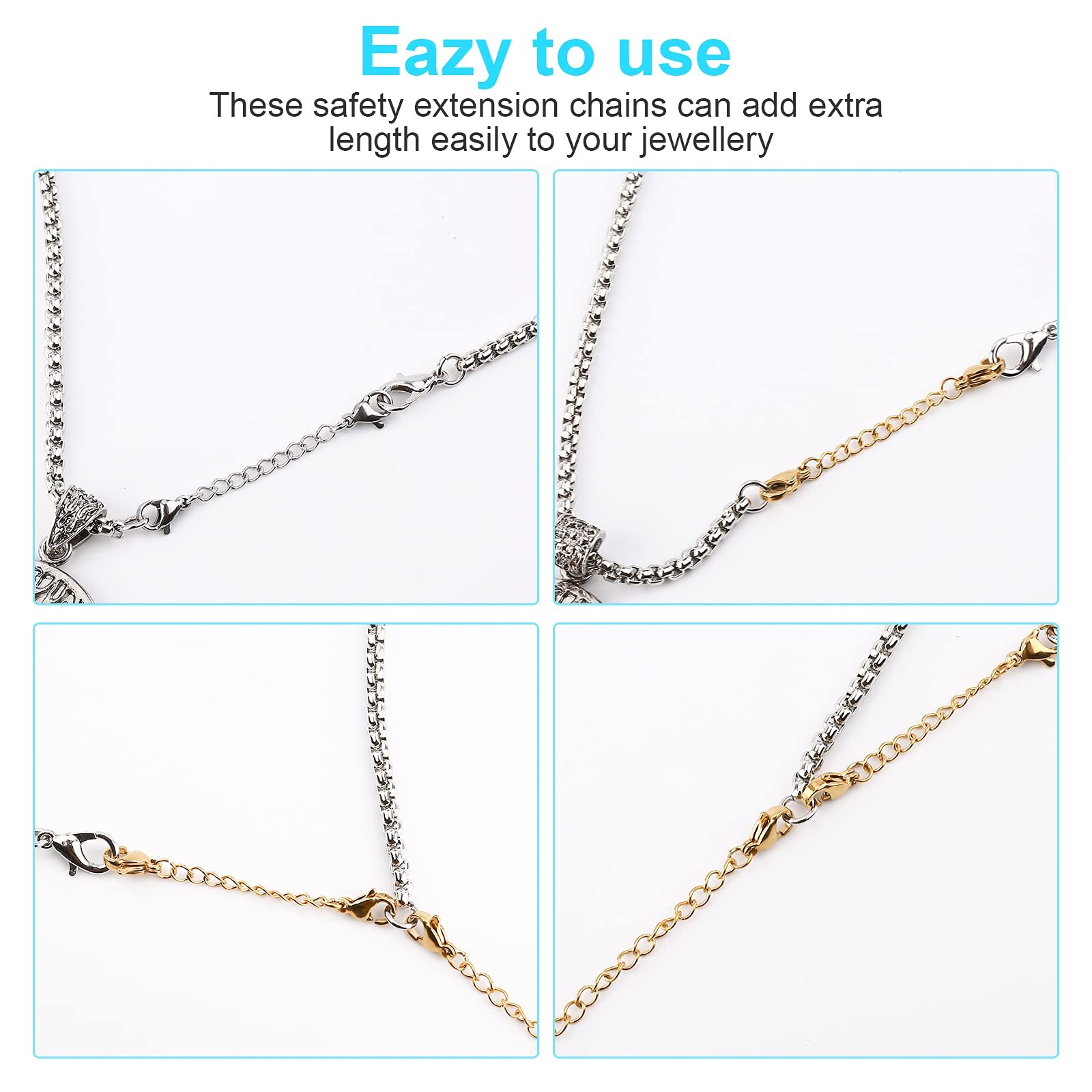 12 Pcs Extender /Safety Chain Extender Necklace Bracelet Lobster lock 1″ To 6