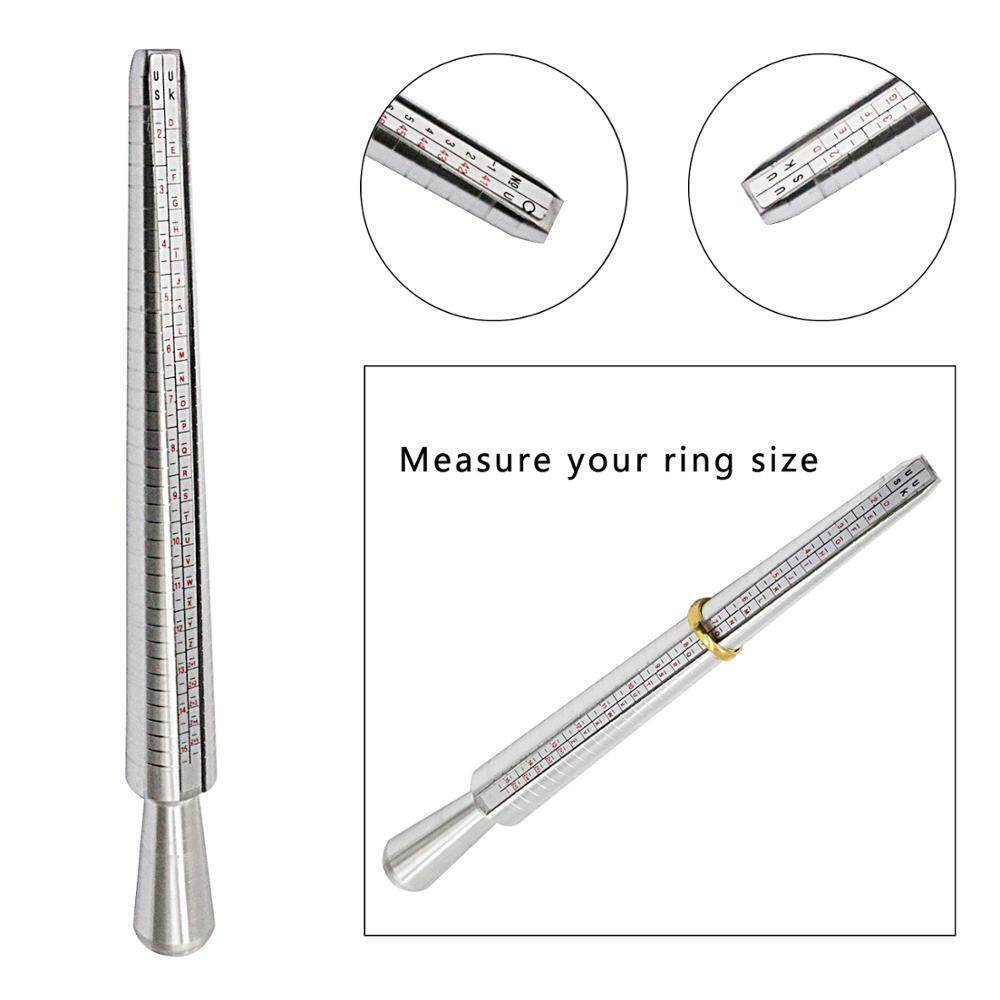 Metal Ring Sizer Guage Mandrel Finger Sizing Measure Stick Standard Jewelry Tool