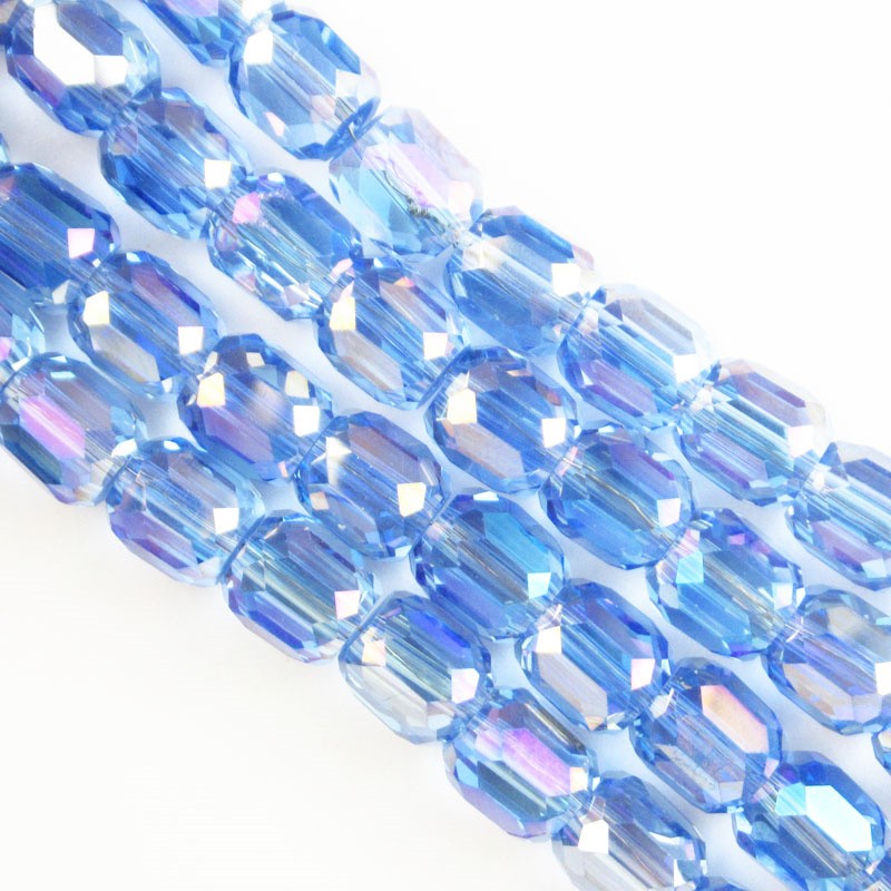 1Strand 8x7mm Faceted Blue Crystal Column Loose Bead 24inch SJTZ24