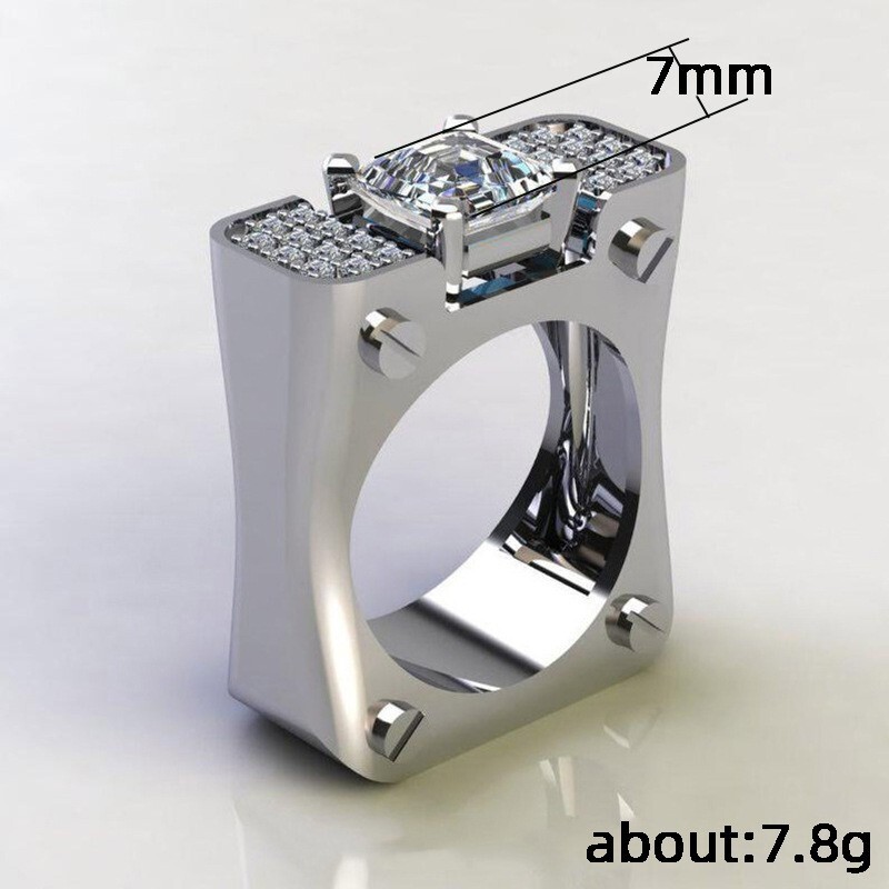 Square Style Ring For Valentine Gifts 2 CT Simulated Diamond Ring Silver Plated