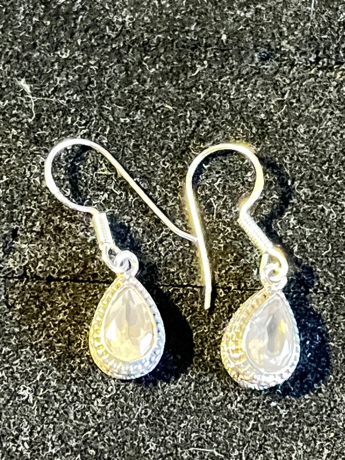 Small Costume Earrings Folklore Rose Quartz Silver 925 Silver Hallmarked Very Cute