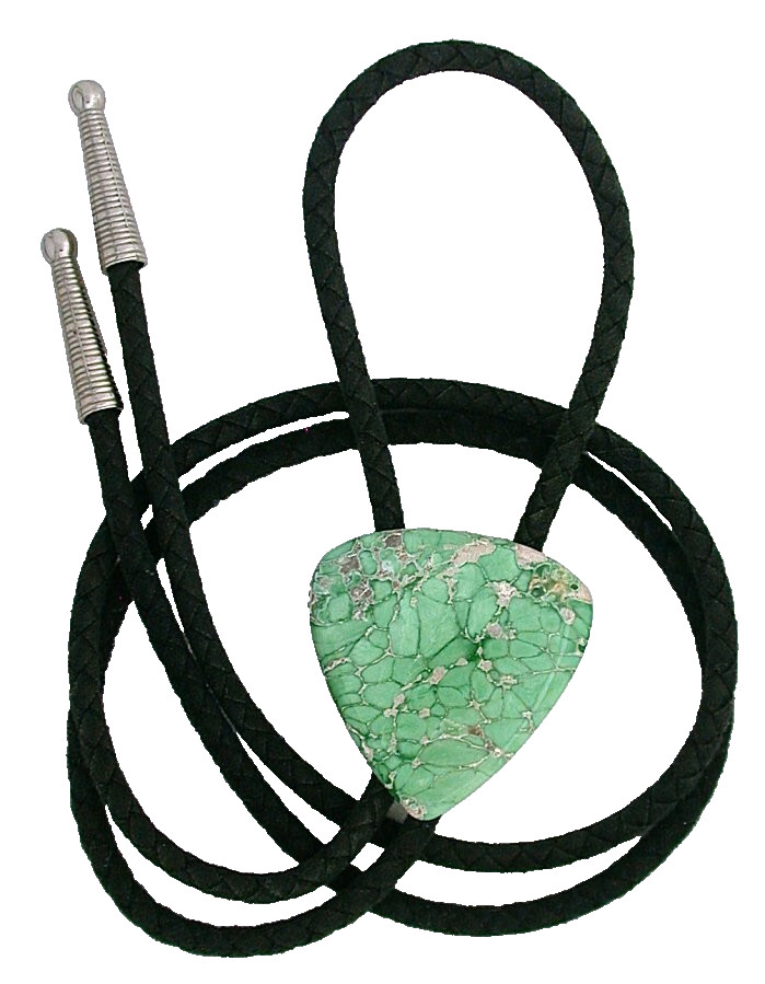 38 CARAT 1 2/5 x 1 2/5 INCH NATURAL VARISCITE HEART CAB BOLO TIE EBS7004/61025
