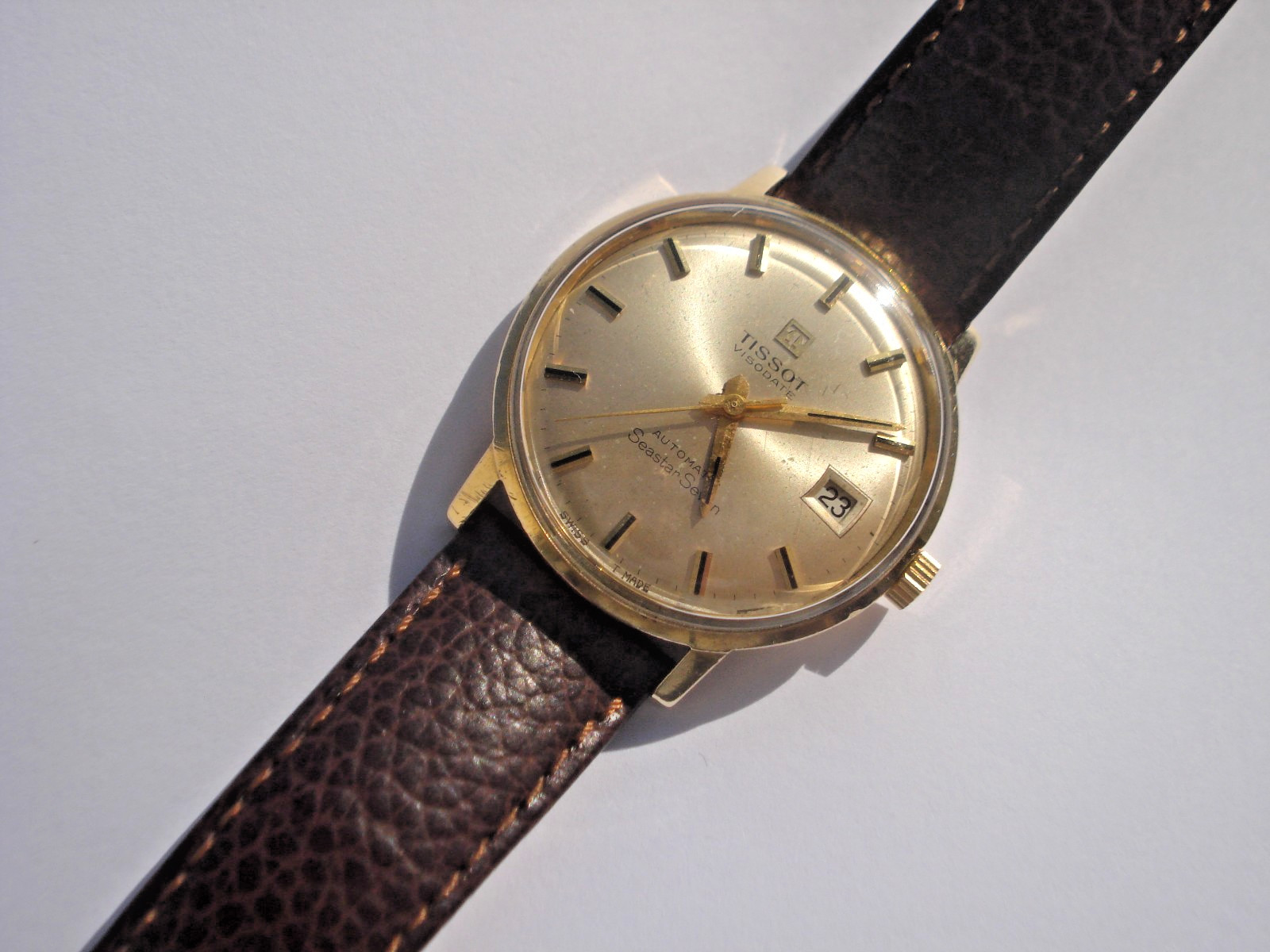 HEAVY 9ct SOLID GOLD VINTAGE FINE GENT’S TISSOT SEASTAR SEVEN AUTOMATIC WATCH
