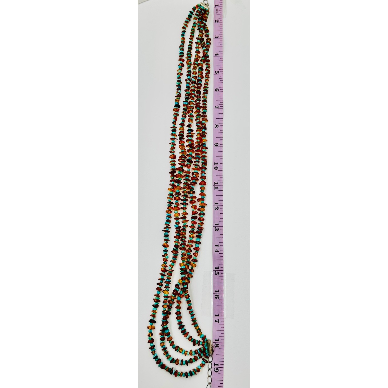 Jay King Mine Finds Sterling Silver Amber and Turquoise 5 Strand Necklace 925