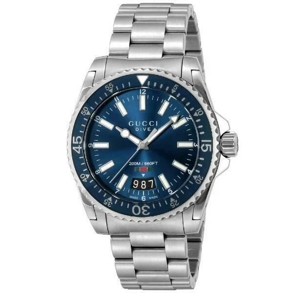 GUCCI YA136311 Men’s 40mm Dive Watch – Blue Stainless-Steel Band and Case