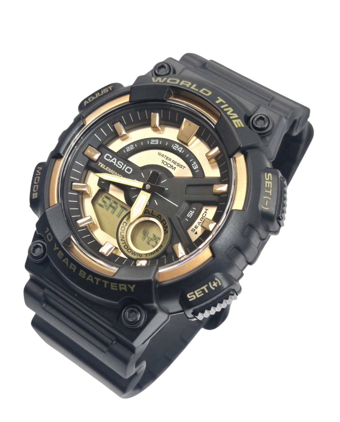Casio Analog Digital sports watch Black and Gold AEQ110BW-9 AEQ110BW AEQ-110BW