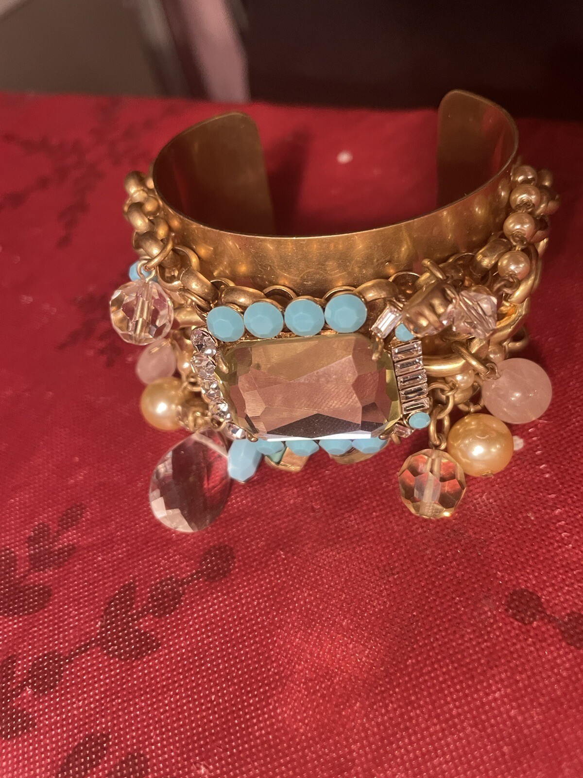 Bohemian CAROLEE GOLD TONE/GOLD CHAIN W/ BEADED CHARM CUFF BRACELET- JL97