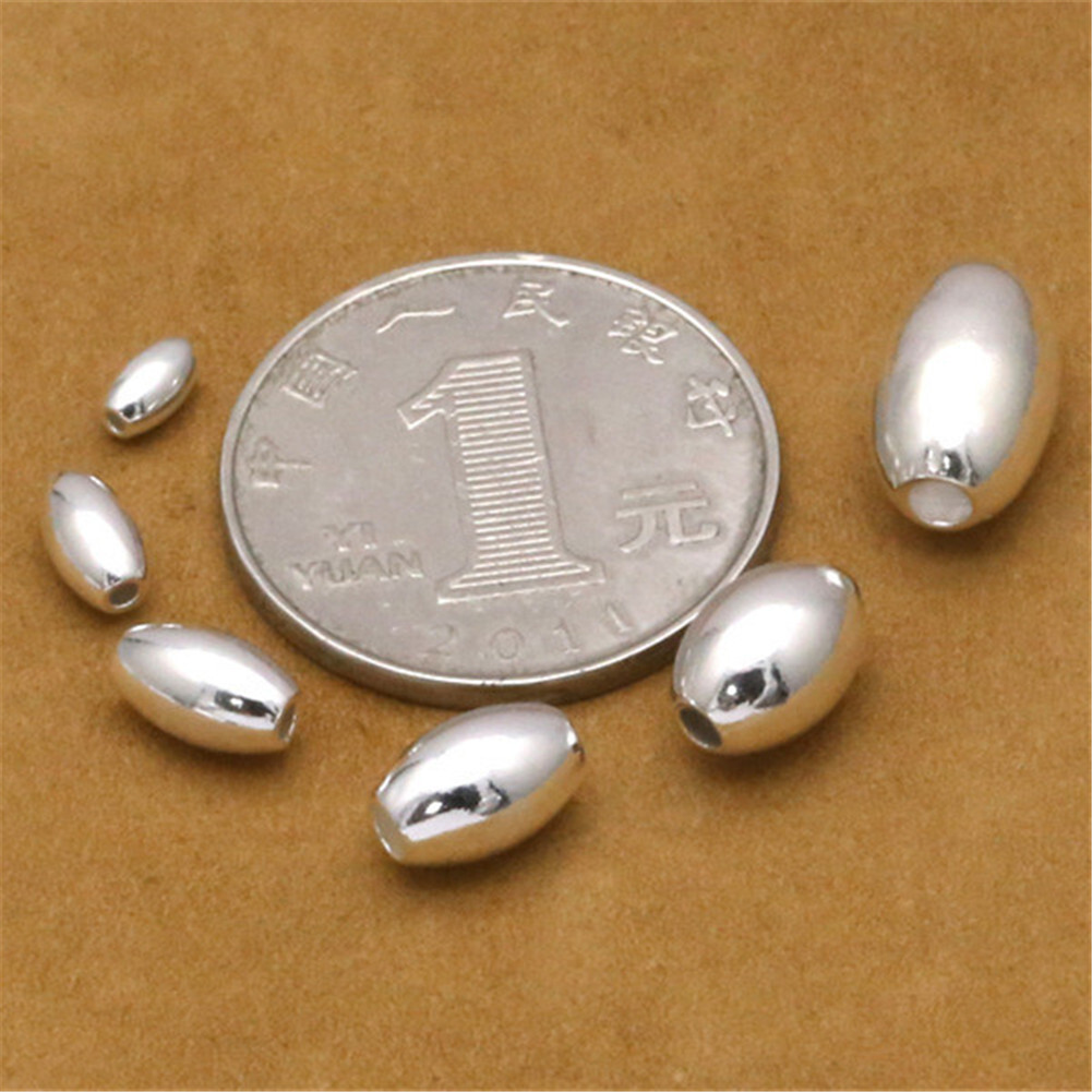 925 Sterling Silver Oval Beads for Bracelet Necklace 2mm 3mm 4mm 5mm 6mm 7mm 8mm