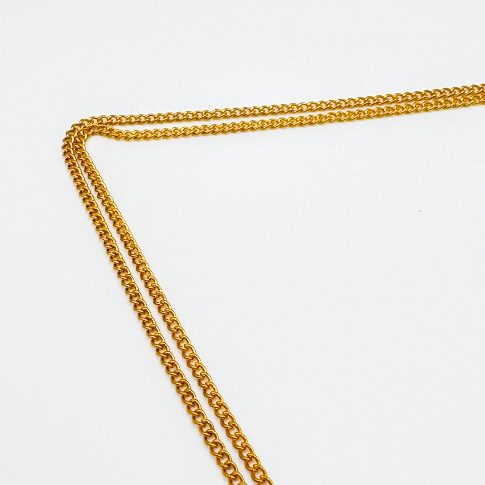 Vintage 14ct Rolled Gold Curb Chain Pendant Necklace 40cm Polished Stone Filled