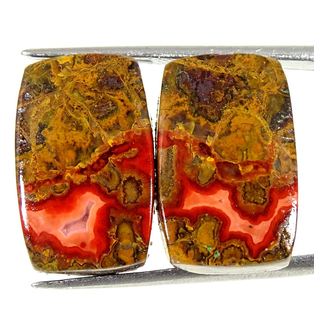 20.50Cts Natural Moroccan Seam Agate Cushion Pair Cabochon Loose Gemstone