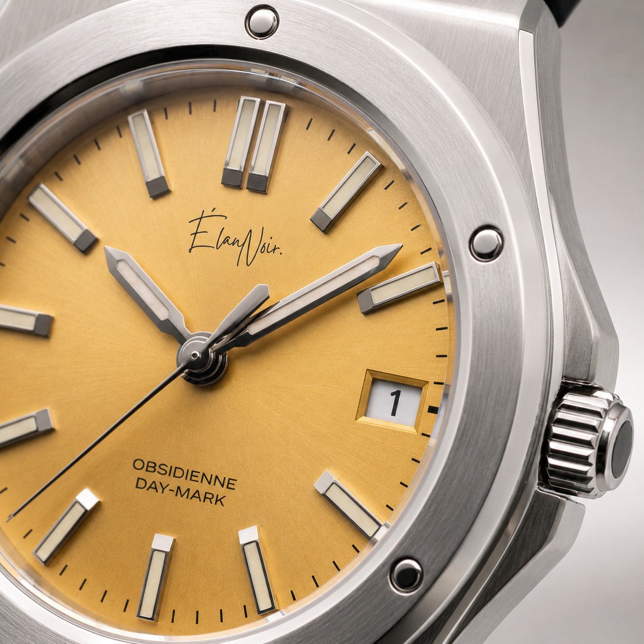 Élan Noir Obsidienne Day-Mark Automatic Watch Champagne Dial Sapphire Steel 41mm