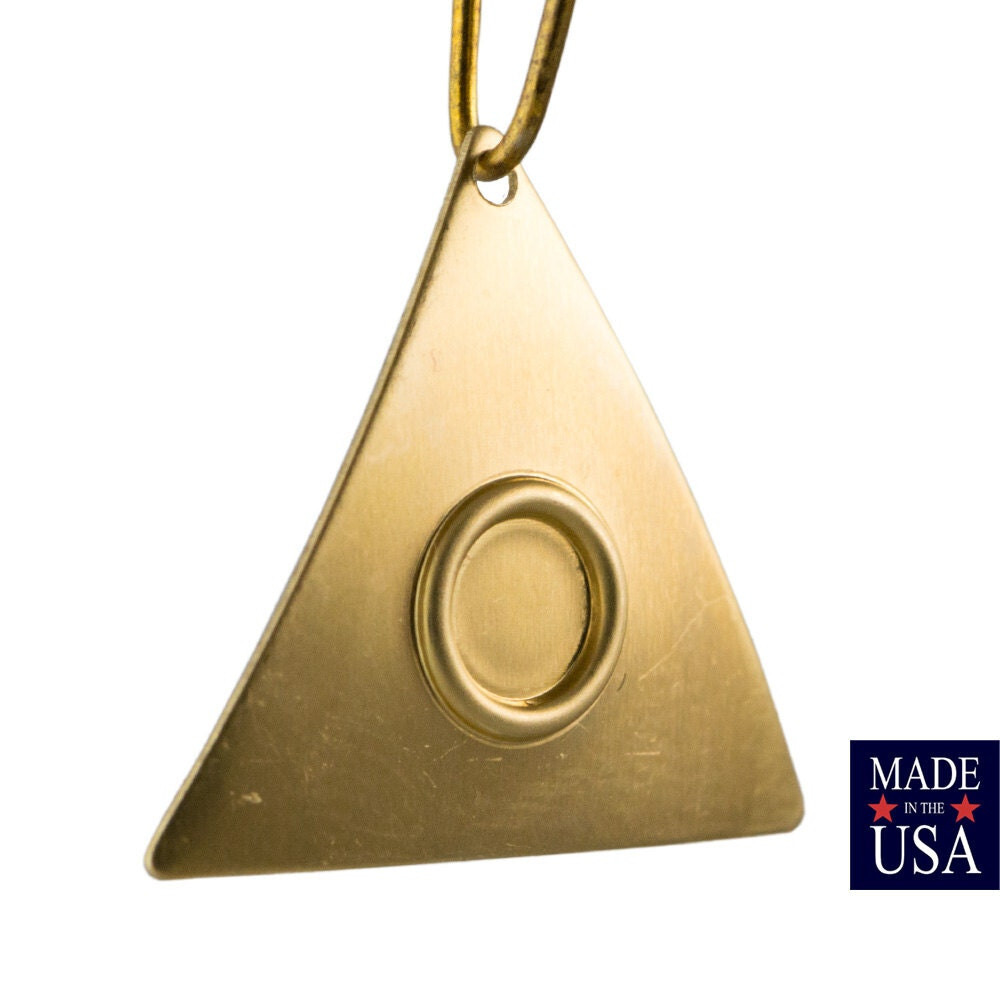 Raw Brass Curved Triangle Hoop Pendant with 5mm Setting (6) mtl502A