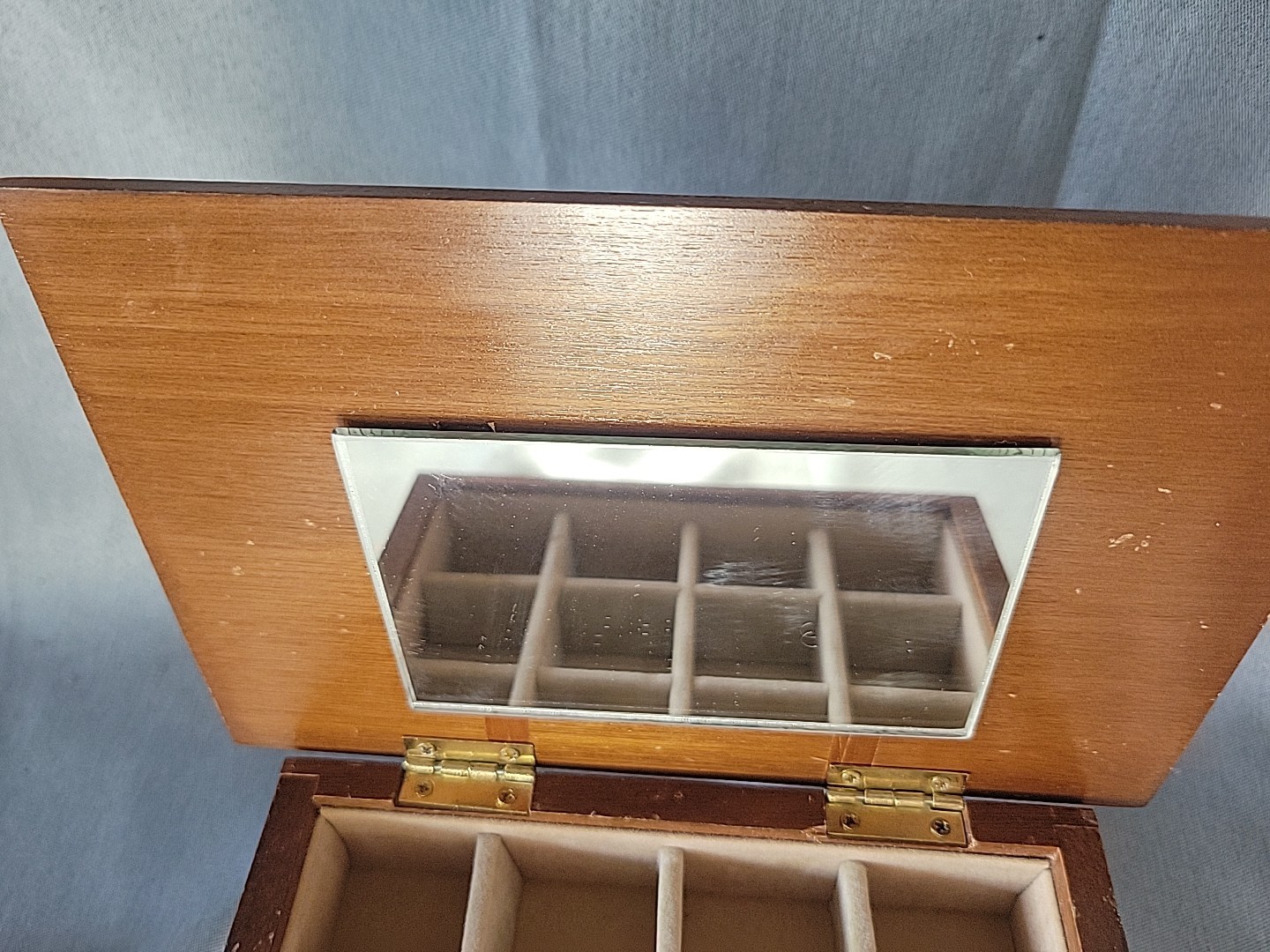Vintage Wood Centurion Jewelry Box Imports Taiwan Velvet Lined 1970’s