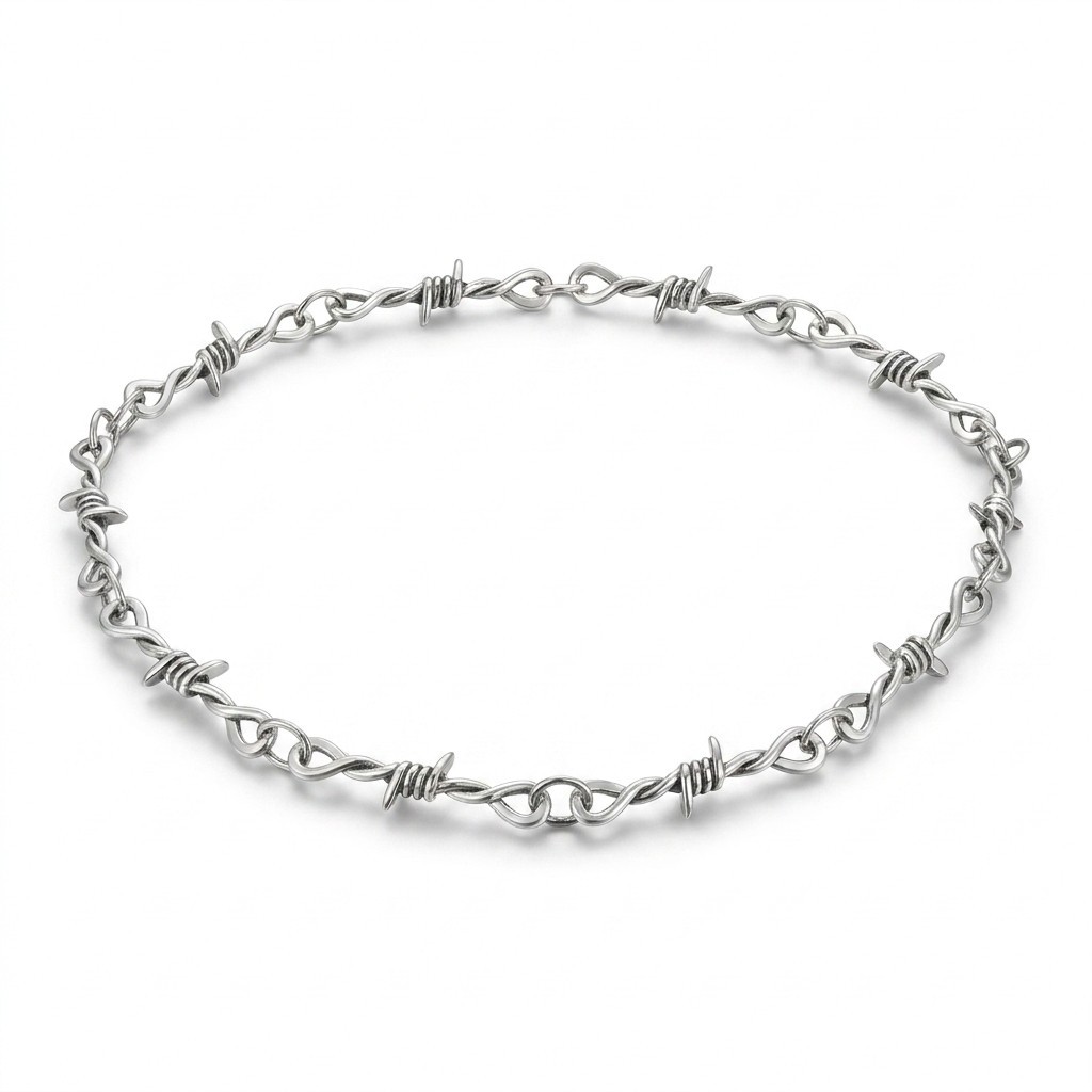 Barbed Wire Necklace Gothic Choker Metal Punk Hip Hop Chain Unisex