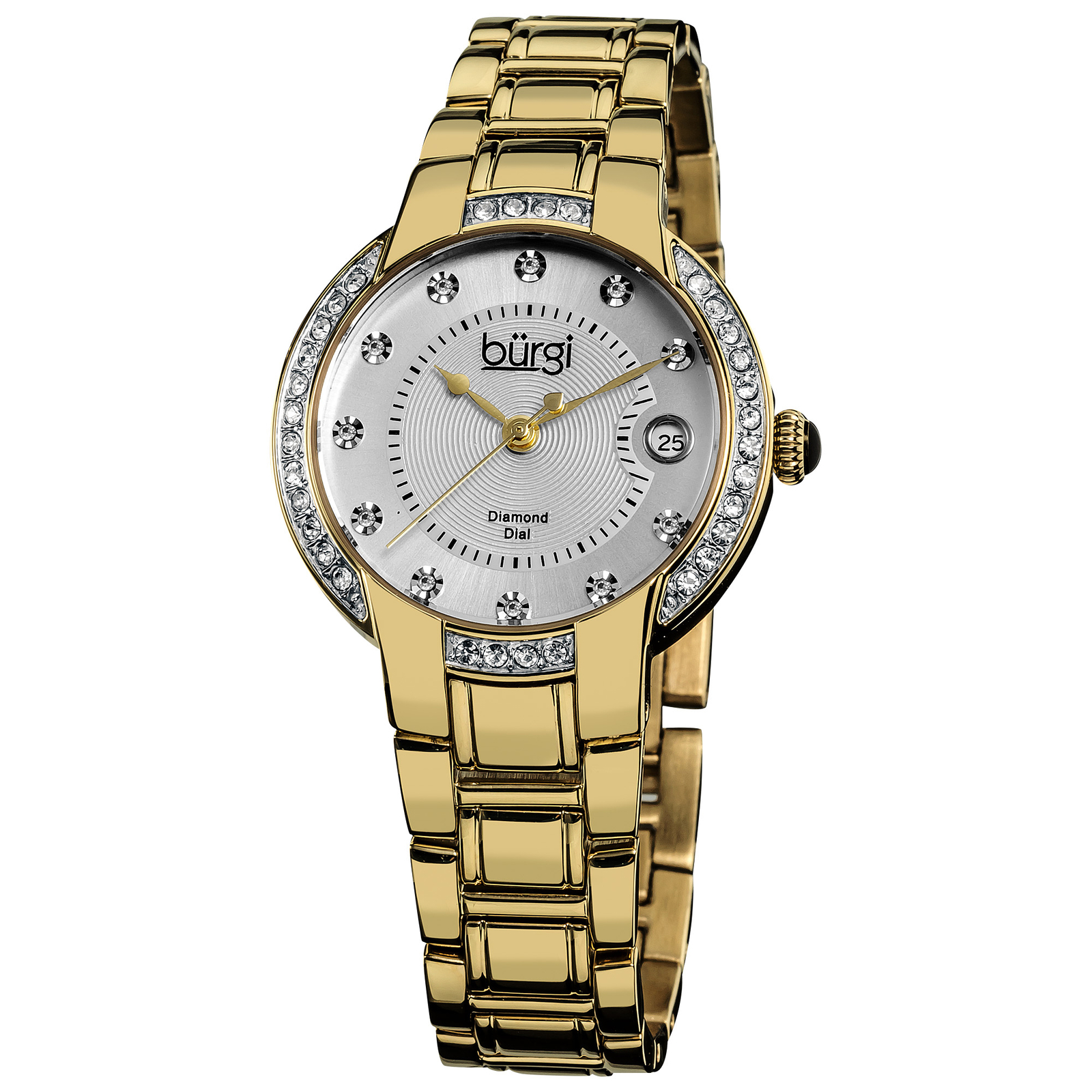 New Women’s Burgi BUR077YG Diamond Dial Gold-tone Stainless Steel Bracelet Watch