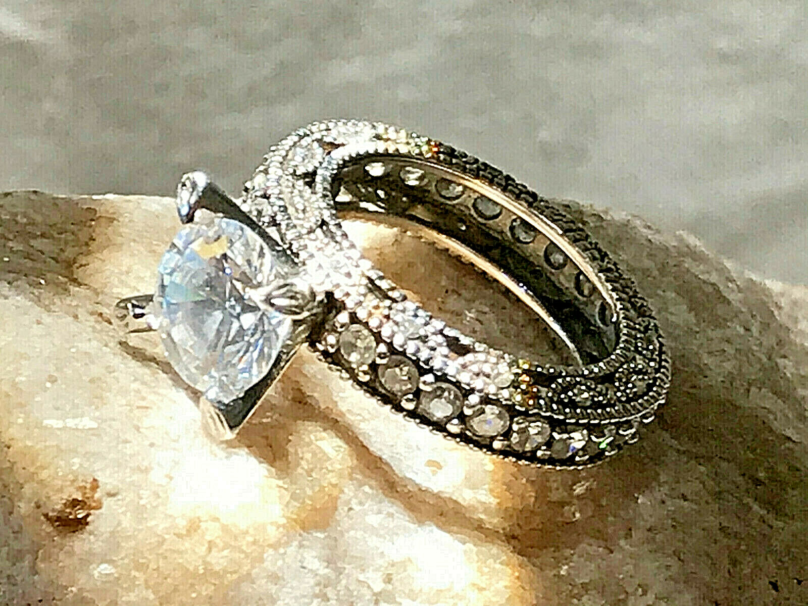 Sterling Silver Ring 5.09g Fine Jewelry Size 5.25 Clear Round Stone Prong