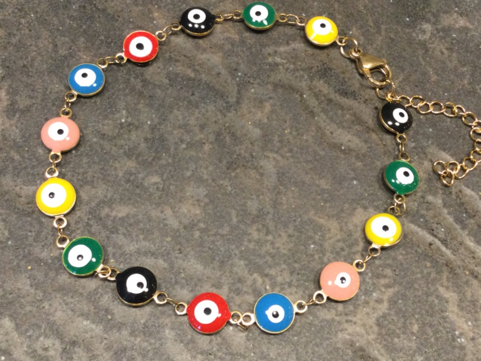 NWT Stainless Steel enamel Evil Eye ankle bracelet 9 1/2” with 2” extender
