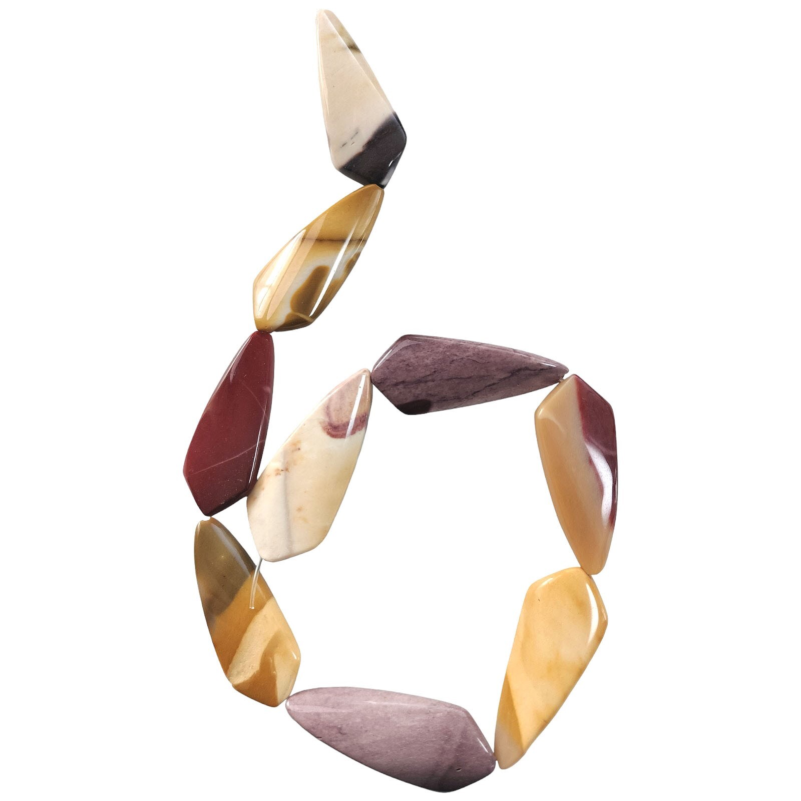 Moukaite Jasper 44x18mm Twist Kite Beads 15″ Strand / 9 Beads Mookaite Australia