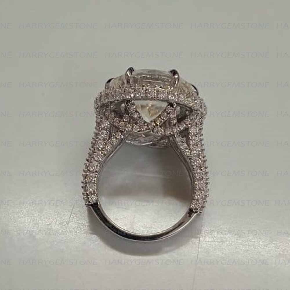 5.00Ctw Round Cut Moissanite Halo Engagement Wedding Ring 14K White Gold Plated