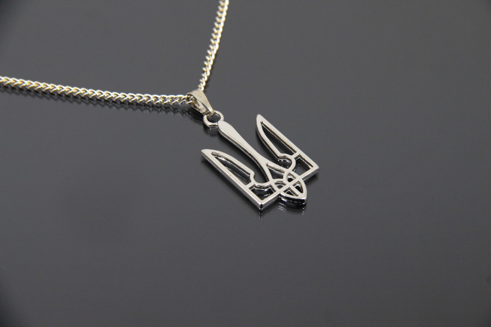 Silver Tryzub Necklace Ukrainian Jewelry Ukraine Emblem Pendant Trident Choker