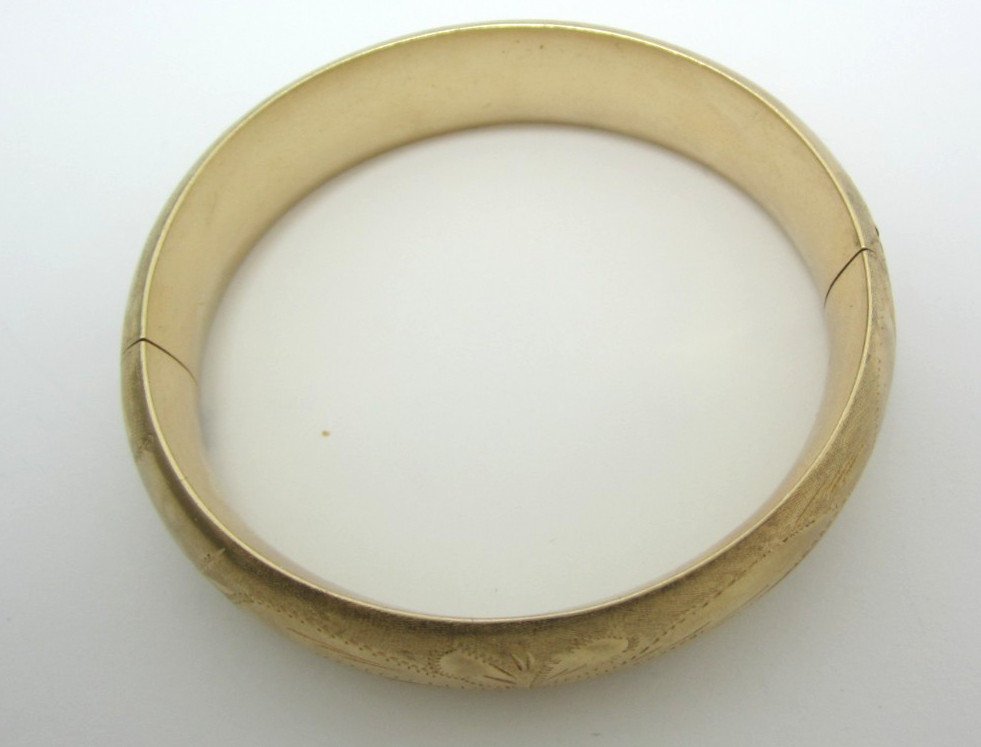 STUNNING LADIES 14K YELLOW GOLD FLOWER FLORAL BANGLE STYLE BRACELET (6″) 25.0G