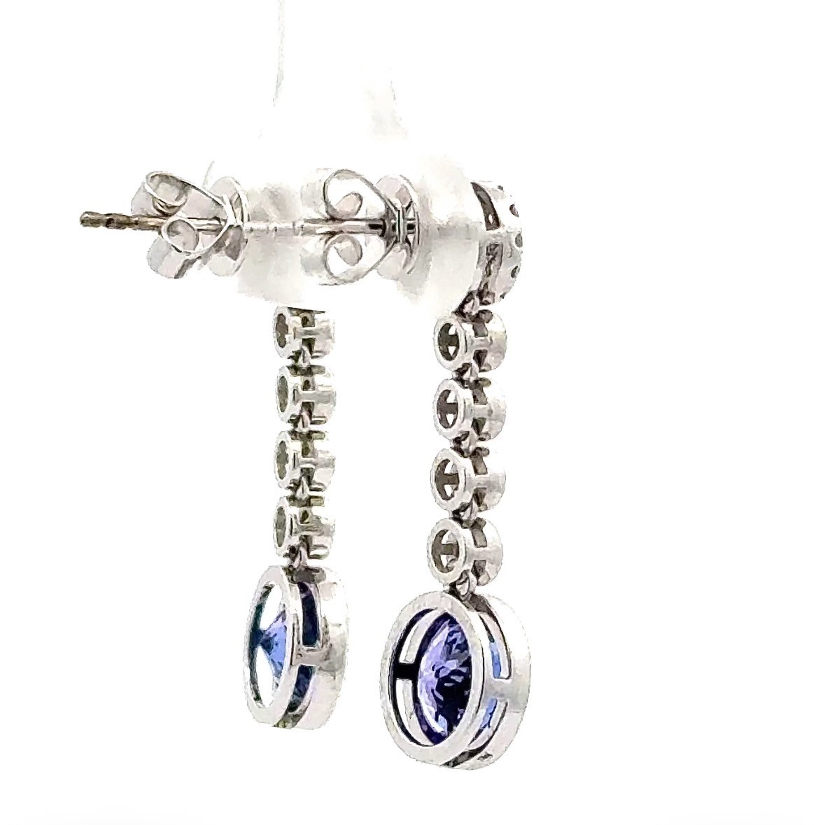 Elegant 14K White Gold Tanzanite & Diamond Drop Earrings