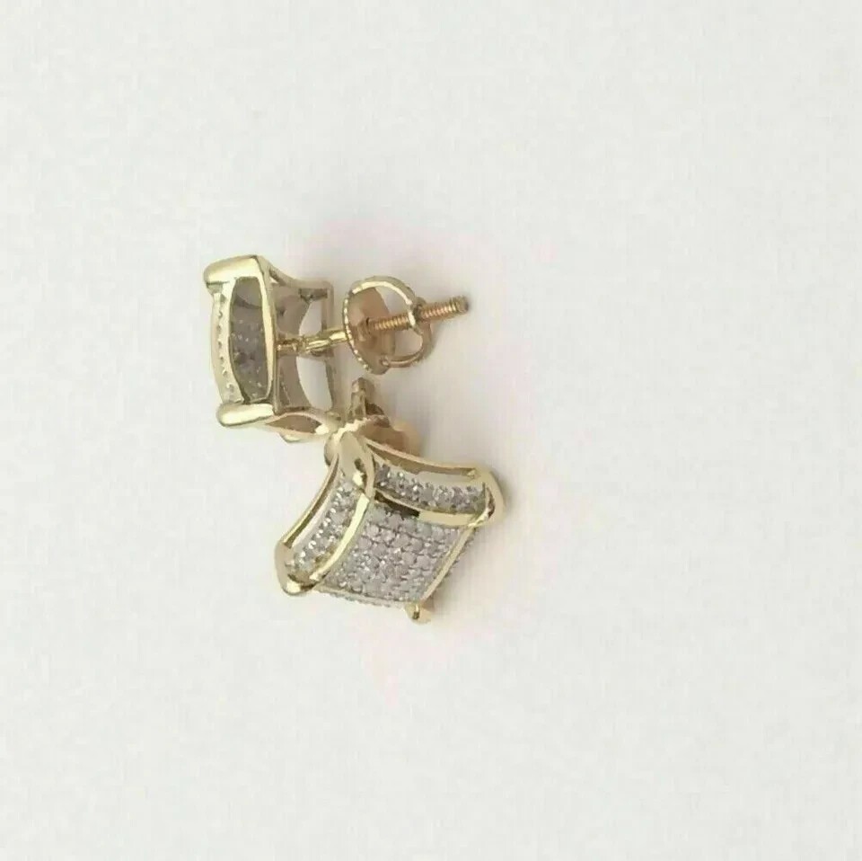 2.0 Ct Round Cut Lab Created Diamond Cluster Stud Earrings Yellow Gold Plated