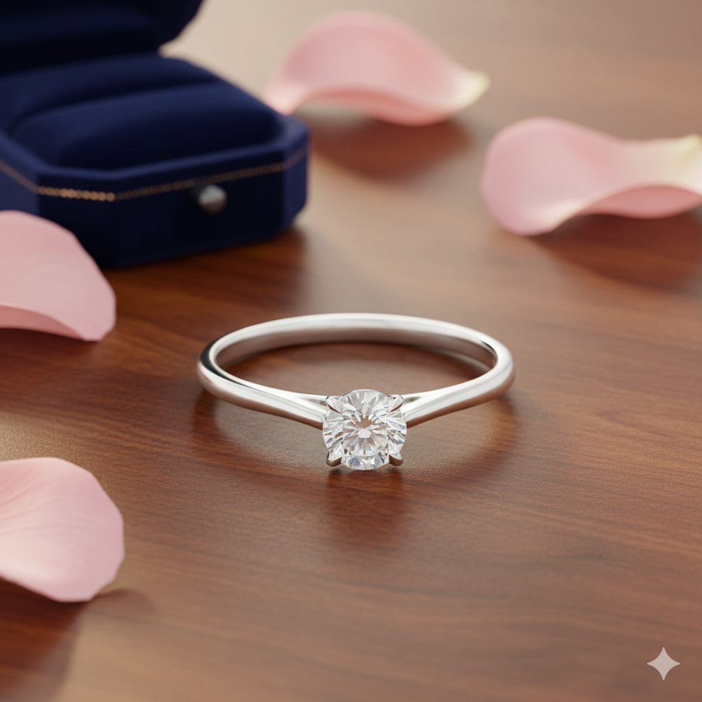 Engagement Ring Round 0.50 Ct Moissanite Solid 950 Platinum Band Sizes 5 6 7 8 9