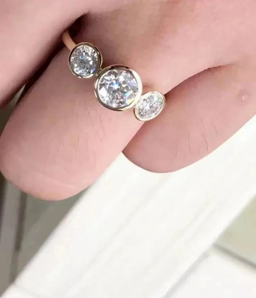 Lab-Created Diamond Women Statement Wedding Ring 14K Yellow Gold Plated