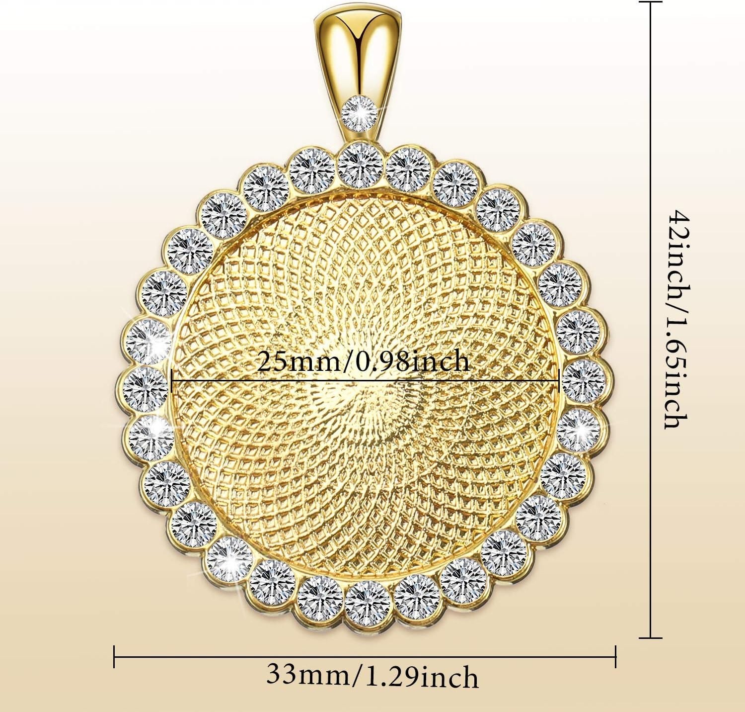 Hicarer 32 Pieces Rhinestone Bezel Pendant Trays Blanks Cabochon Gold