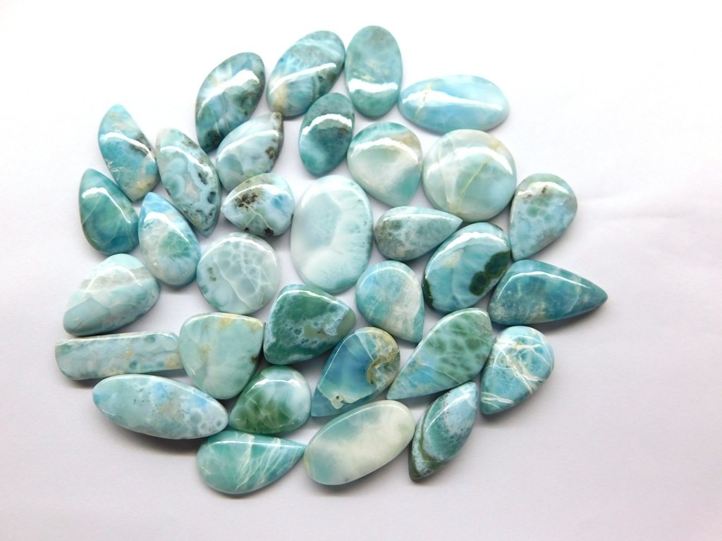 Natural Larimar cabochon gemstones Fancy Jewelry Making Wholesale Lot 71392