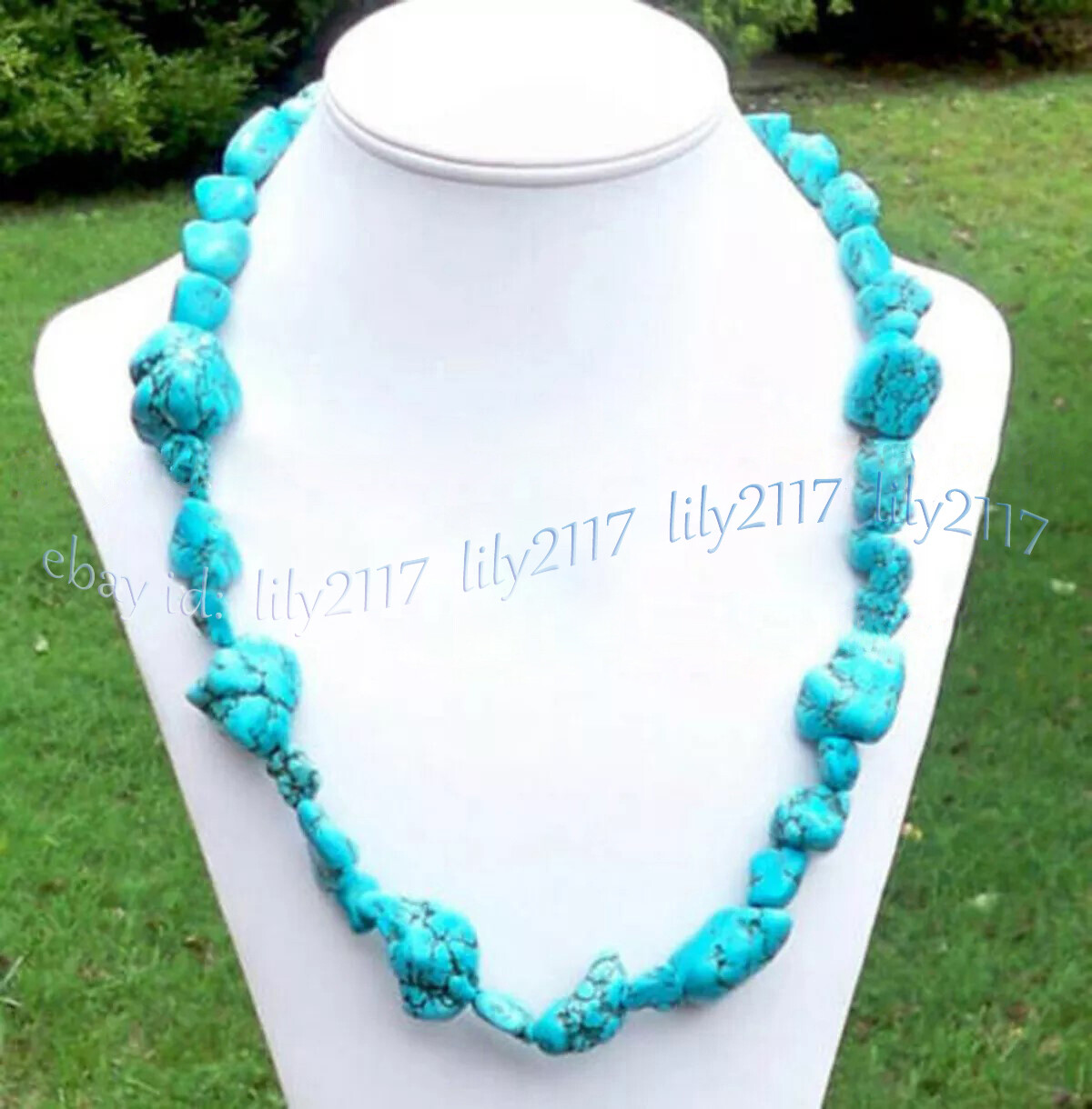 Natural 6-20mm Blue Turquoise Nugget Chunky Beads Gemstone Necklace 14-72inch
