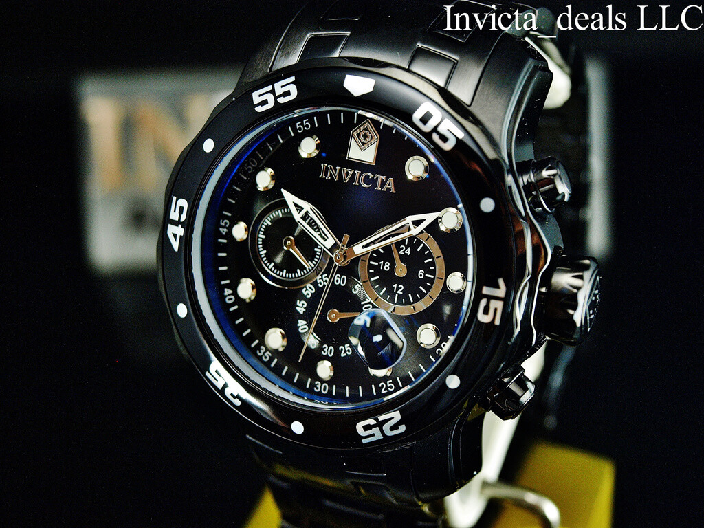NEW Invicta Men’s 48mm Pro Diver SCUBA Chronograph COMBAT Triple Black SS Watch