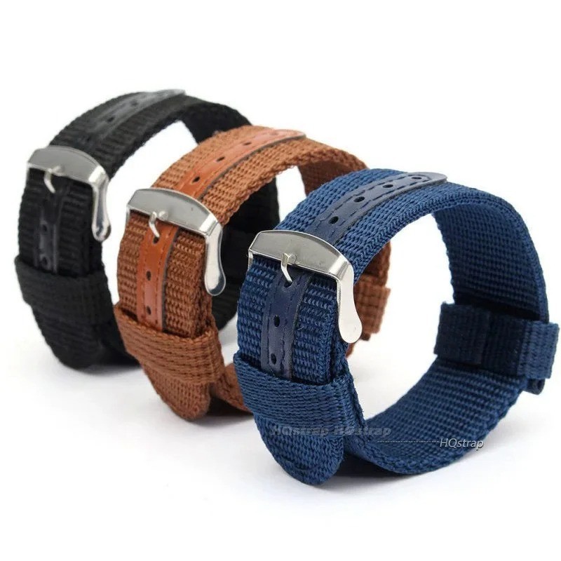 18mm 20mm 22mm 24mm Military Canvas Nylon Watch Band Strap Bracelet