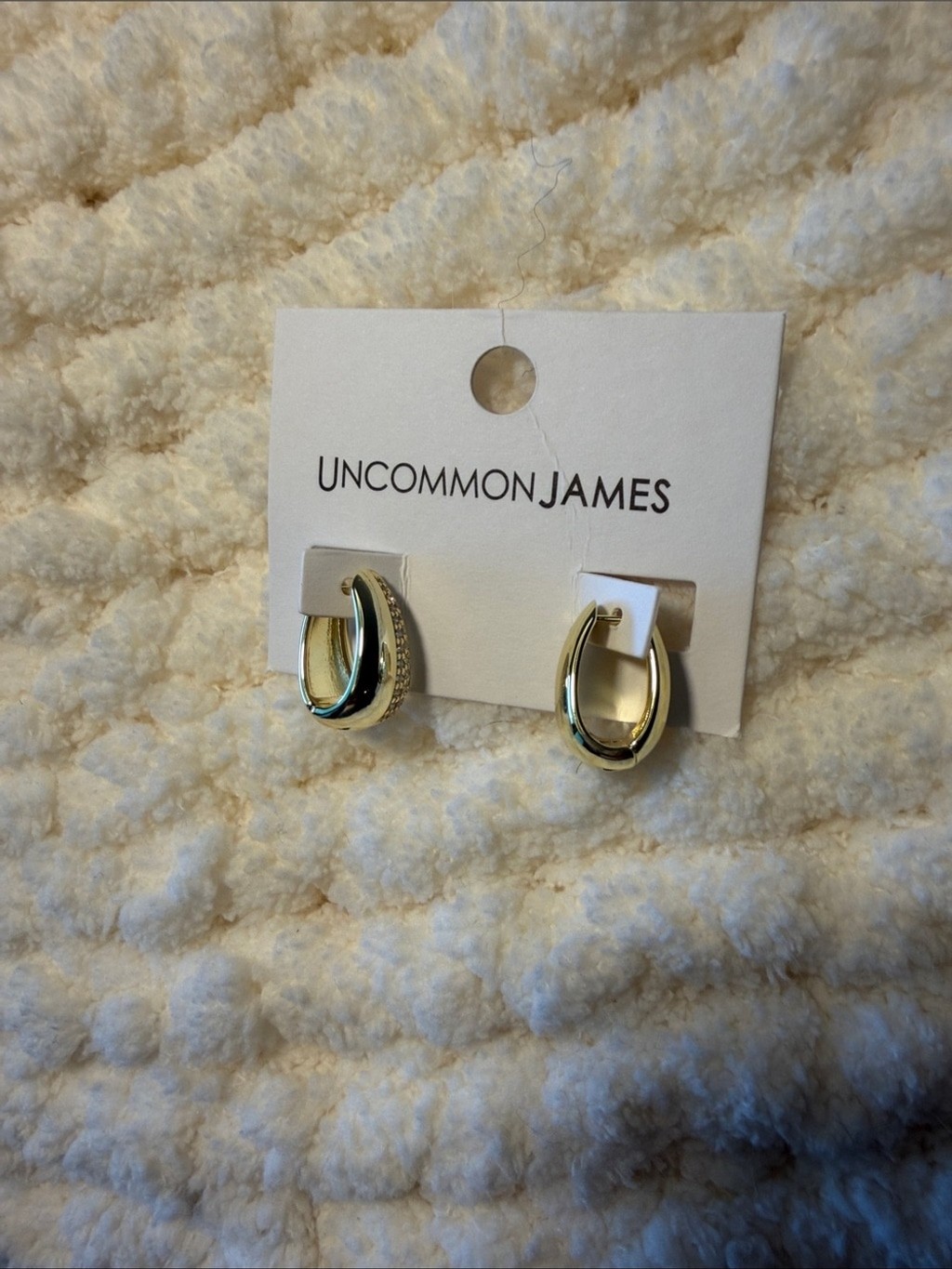 Uncommon James Gold Pavé Curved Hinge Earrings