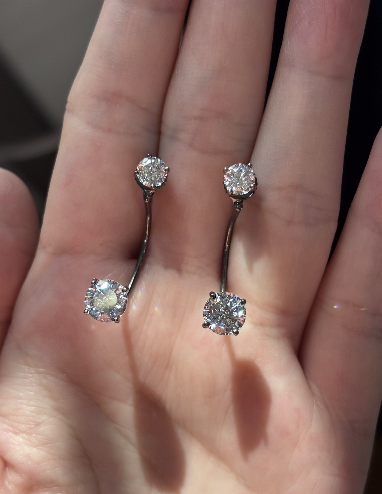 925 Sterling Silver Diamond Like Front-Back Two In One Jacket Earrings