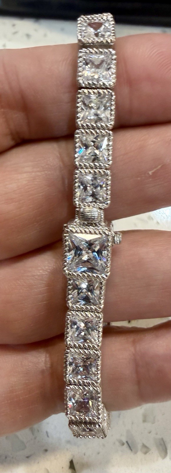 Judith Ripka Princess Cut Diamonique Sterling Silver Tennis Bracelet Size 7