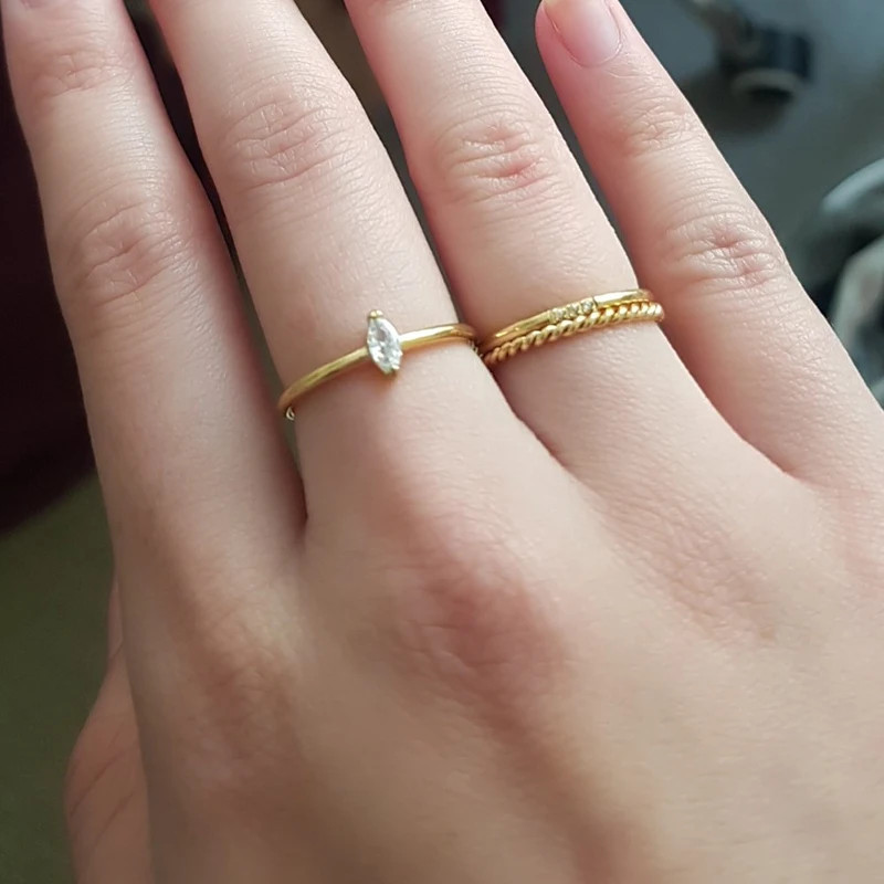 Twisted Rope Slim Ring Stainless Steel Minimalist Wedding Band Women Jewelry