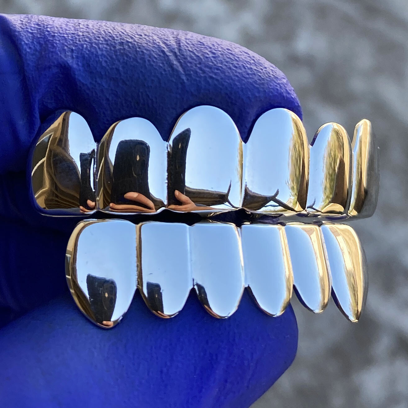 Real Solid 925 Sterling Silver Hip Hop Grillz Six Teeth Plain Top Bottom or Set