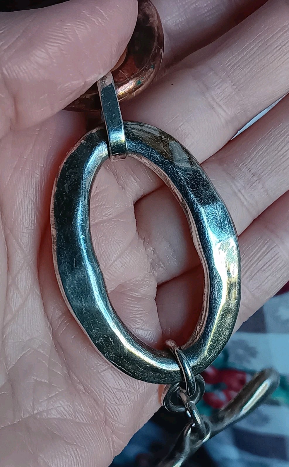 Rim Studio Sterling Silver Brass & Copper Large Link Bracelet 8″