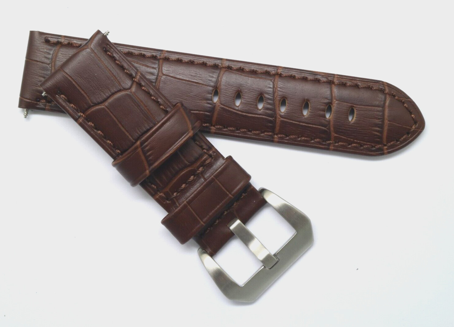 24mm Brown Croco Embossed Leather Replacement Watch Band – Invicta or Big Watch
