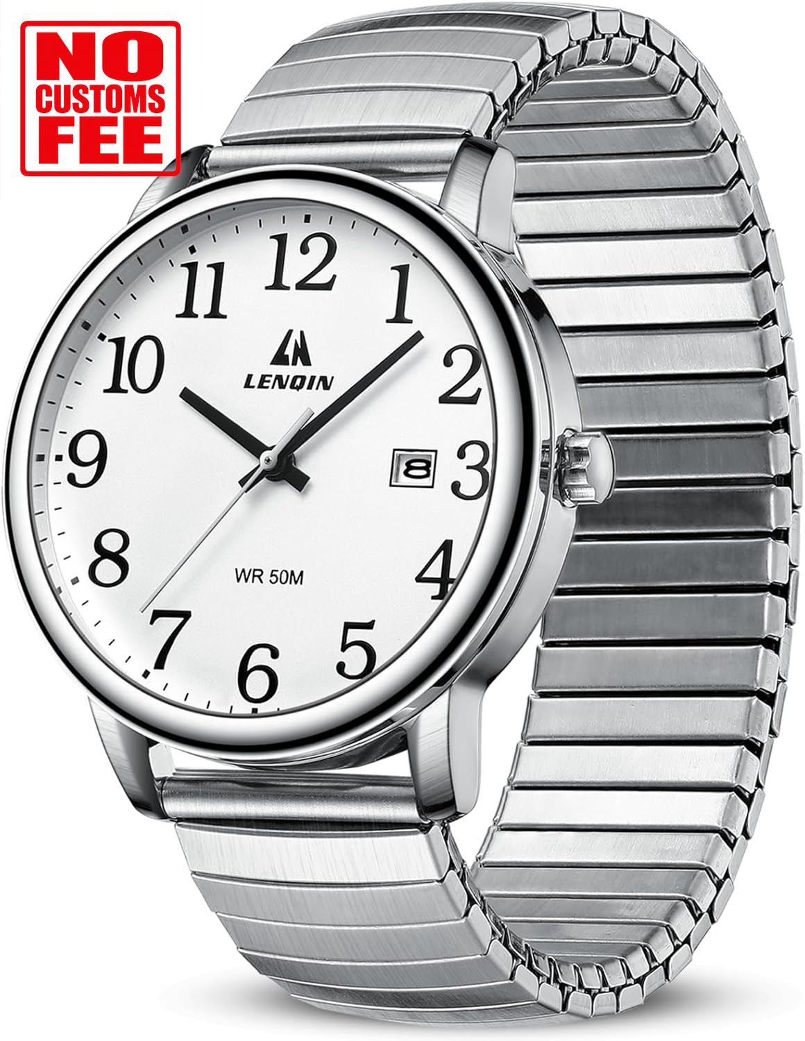 Mens Watches Stainless Steel Analog Quartz Watch for Men Easy Reader 38 Mm Fashi