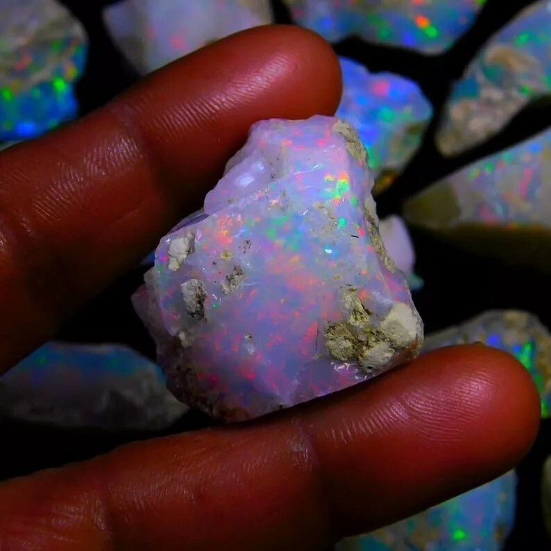 50 Cts Natural Ethiopian Jumbo Welo Fire Opal Rough Specimen Gemstone 5 Pcs Lot