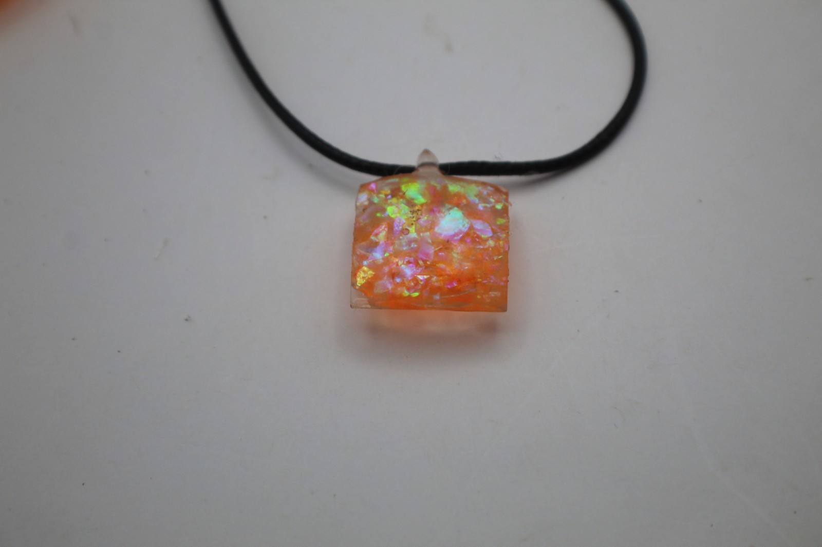 Bright And Shiny Orange Resin Jewelry Set Hoop Earrings And Necklace