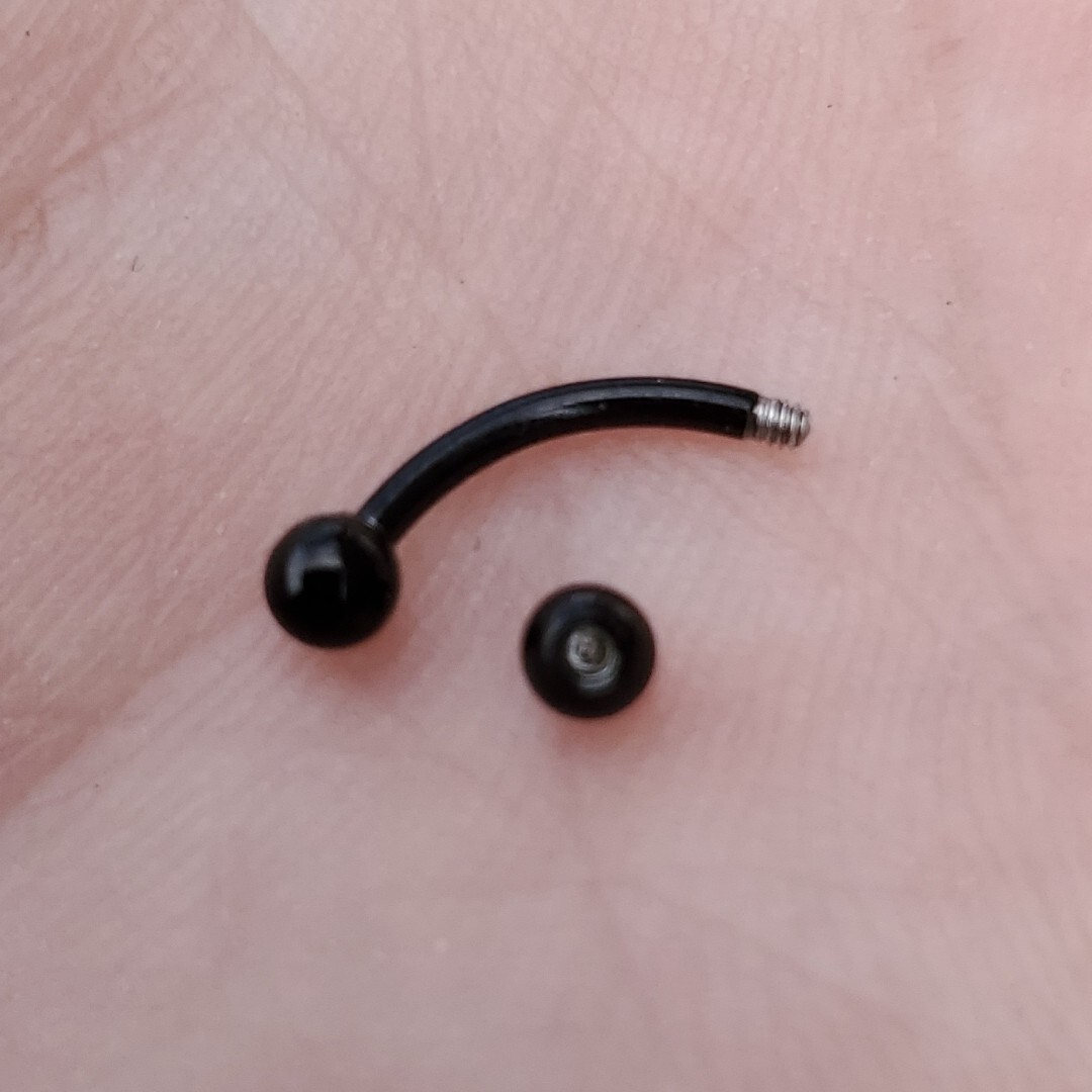 Black Titanium PVD Curved Barbell 3mm Balls, 18g 16g 14g, 6mm 8mm 10mm 12mm USA