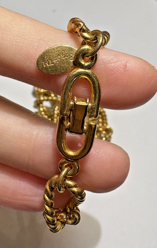 Vintage Roget TM Heavy Swirl Link Gold tone Chain 35″ Necklace
